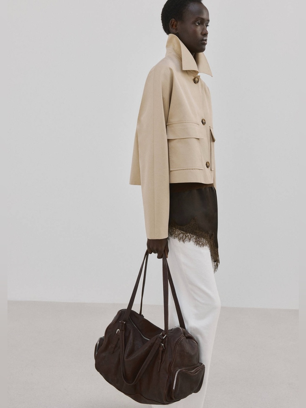 Mango Beige Cropped Button Jacket - Picture 4 of 9